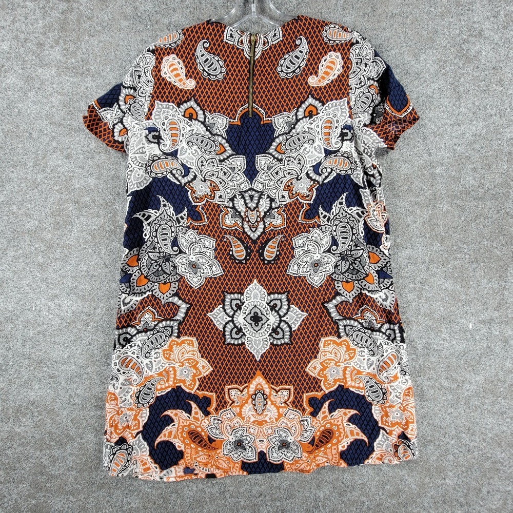 Express Mini Dress‎ Womens S Multicolor Bohemian Floral Short Sleeve Back Zipper - Picture 2 of 16